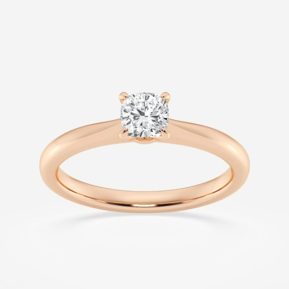 1/2 ctw Cushion Lab Grown Diamond Petite Solitaire Engagement Ring - Picture 5 of 6